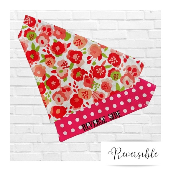 Principio Design Company Other - New Pretty Posies Handmade Reversible Over Collar Dog Bandana XS SM M Large XL